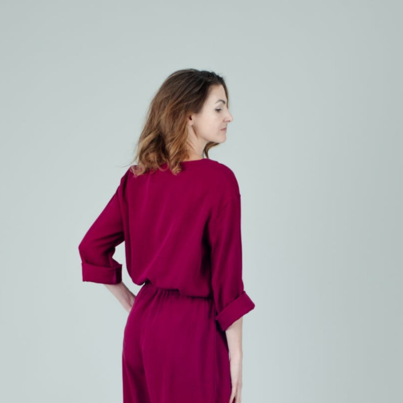 Tencel Damenshirt Berry Pink, langärmelig, Urheber: Mini & Eve