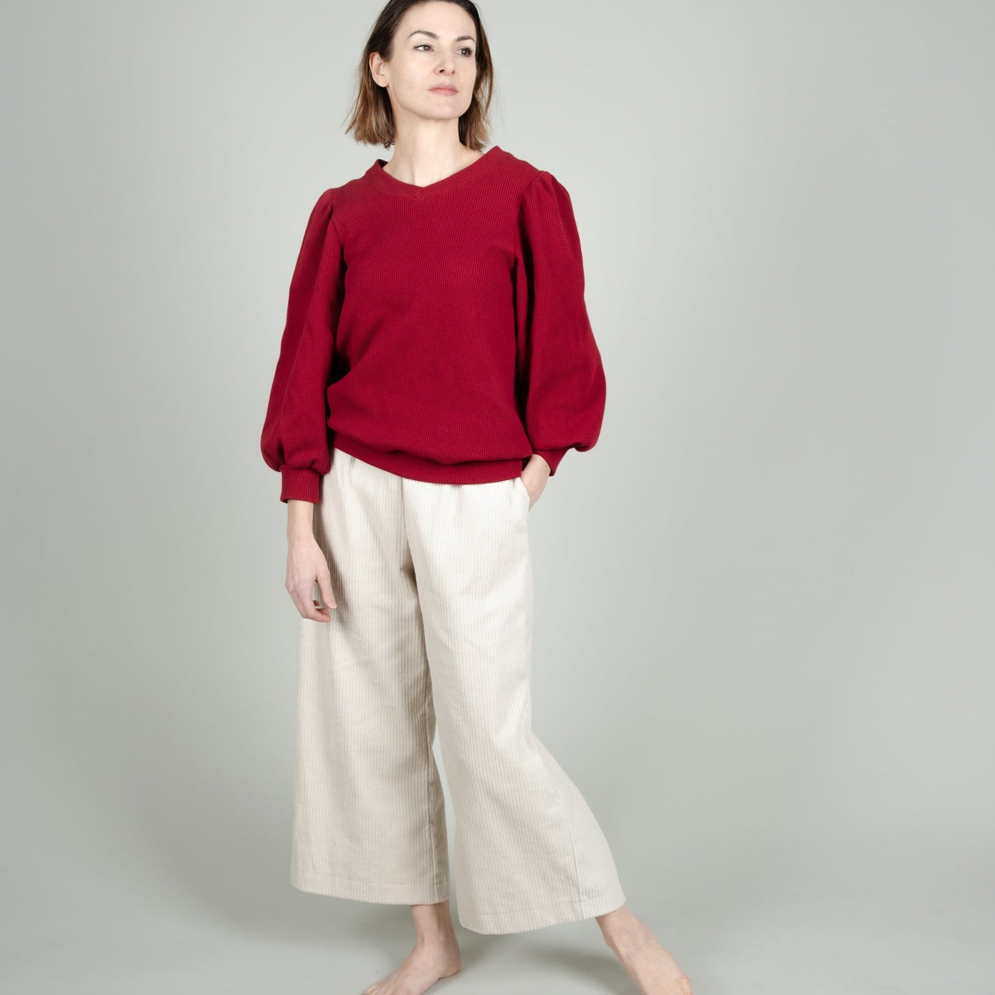 Damen-Hose in Creme Weiß, Cord, Urheber: Mini & Eve
