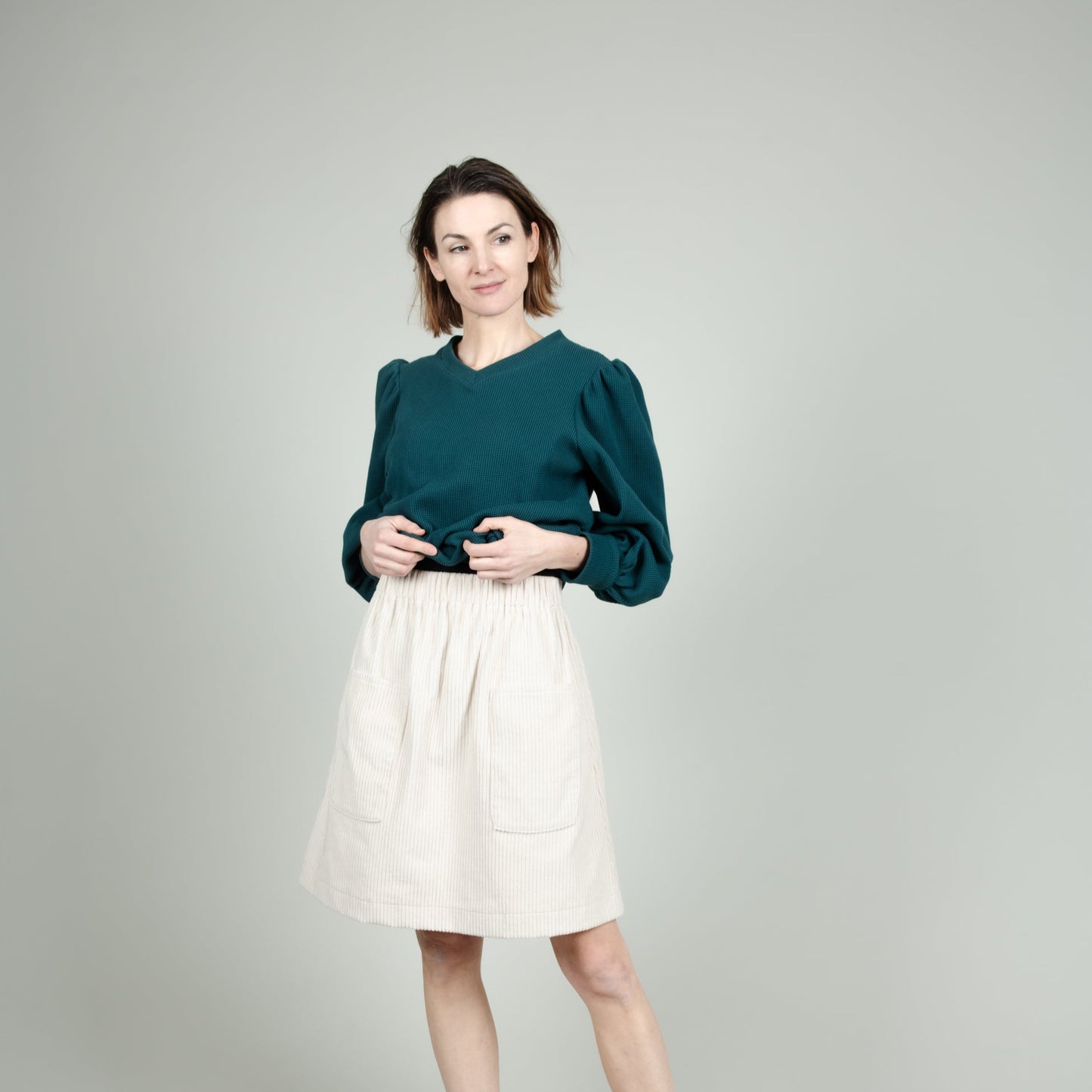 Damen-Rock in Creme Weiß, Cord, Urheber: Mini & Eve