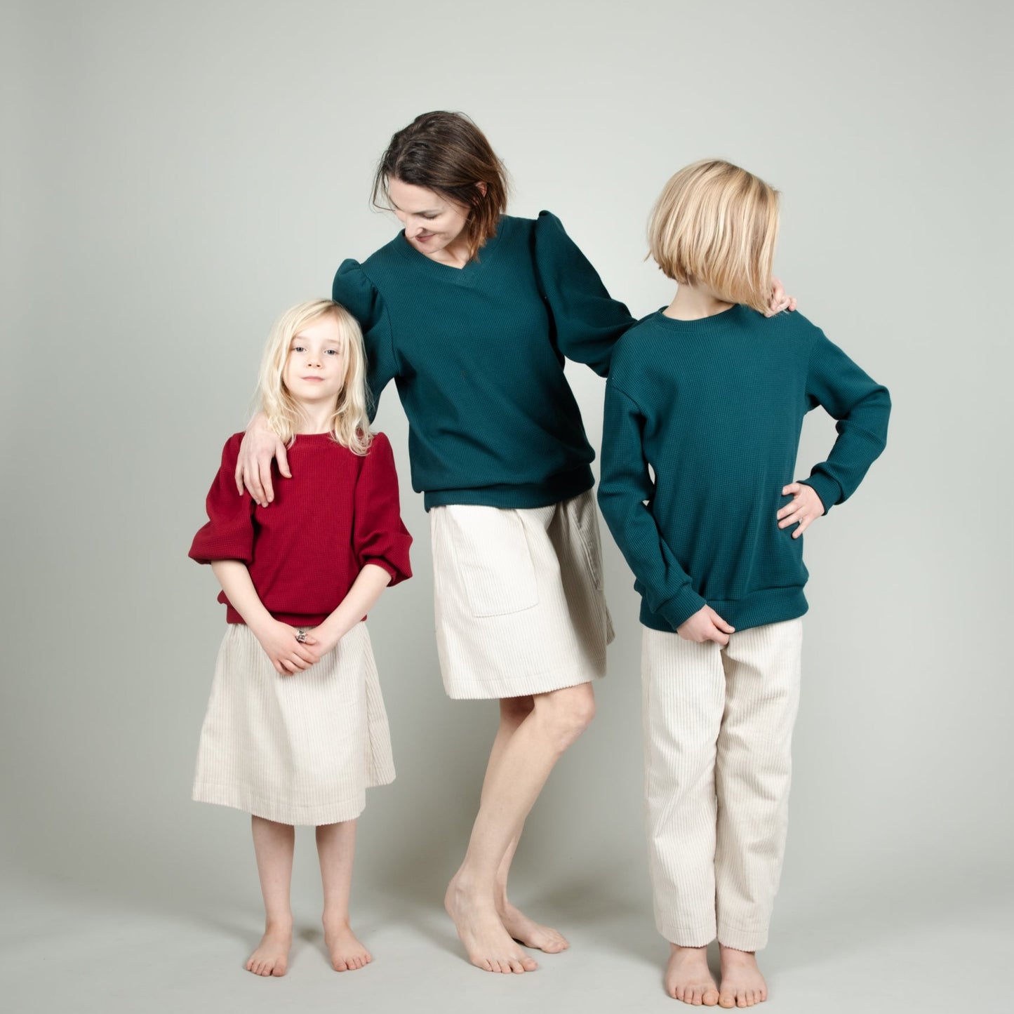 Damen-Rock in Creme Weiß, Cord, Mutter und Tochter im Partnerlook, Urheber: Mini & Eve