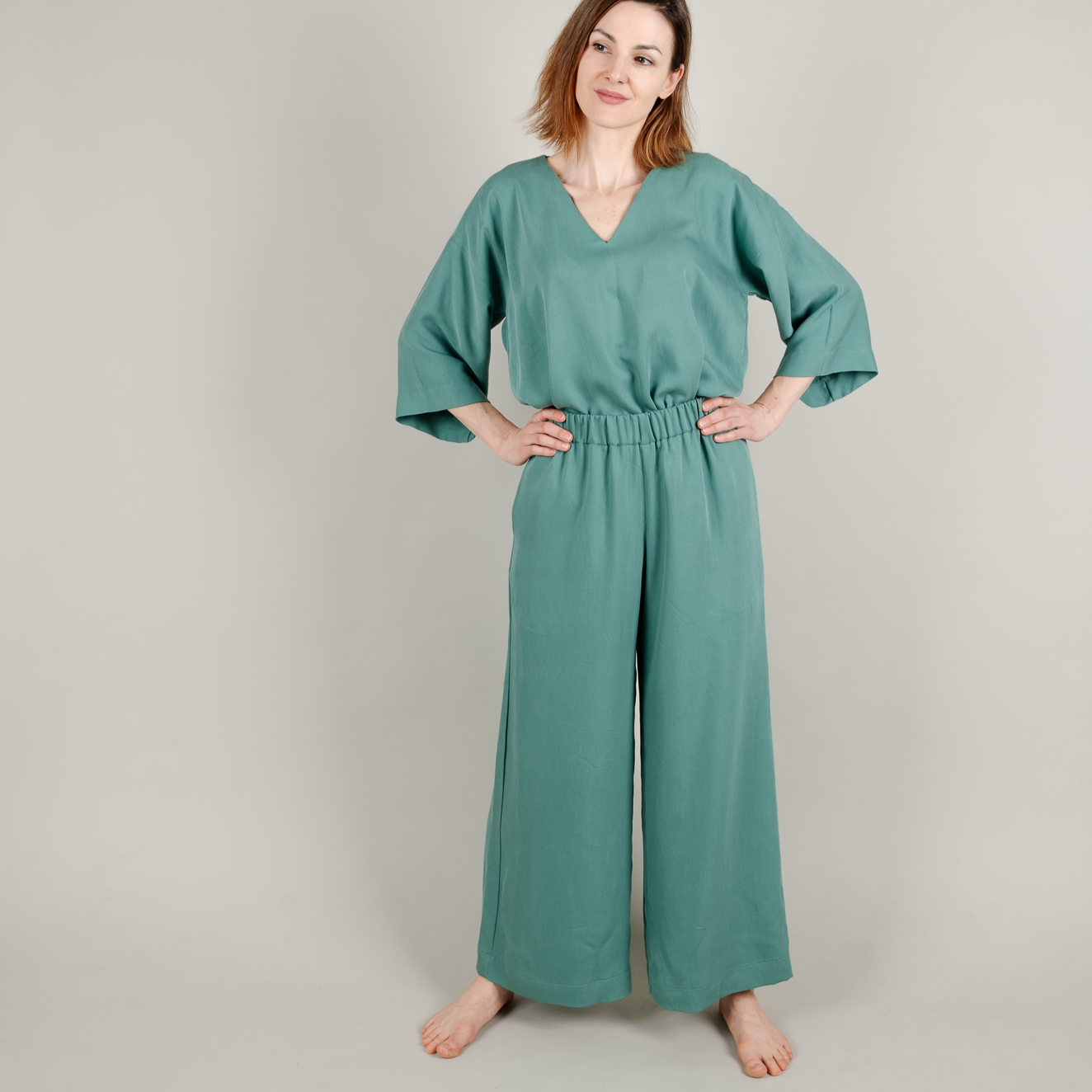 Tencel Damenhose lang Amaya, Aqua Petrol Blau-Grün Türkis; Urheber: Mini & Eve