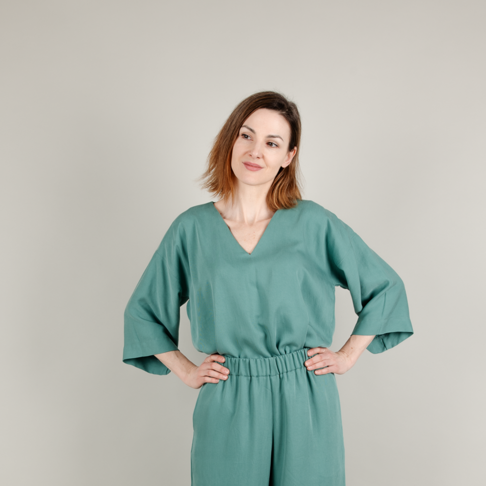 Tencel Damenshirt Kimonoschnitt Amy, Aqua Petrol Blau-Grün Türkis; Urheber: Mini & Eve