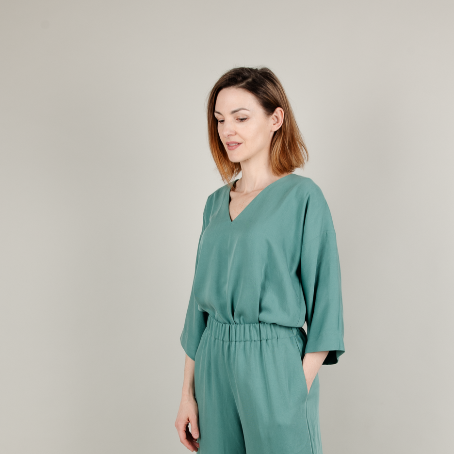 Tencel Damenshirt Kimonoschnitt Amy, Aqua Petrol Blau-Grün Türkis; Urheber: Mini & Eve
