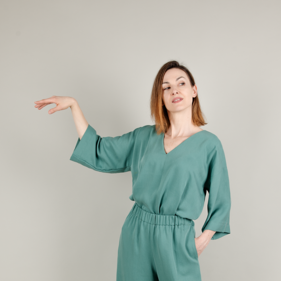 Tencel Damenshirt Kimonoschnitt Amy, Aqua Petrol Blau-Grün Türkis; Urheber: Mini & Eve