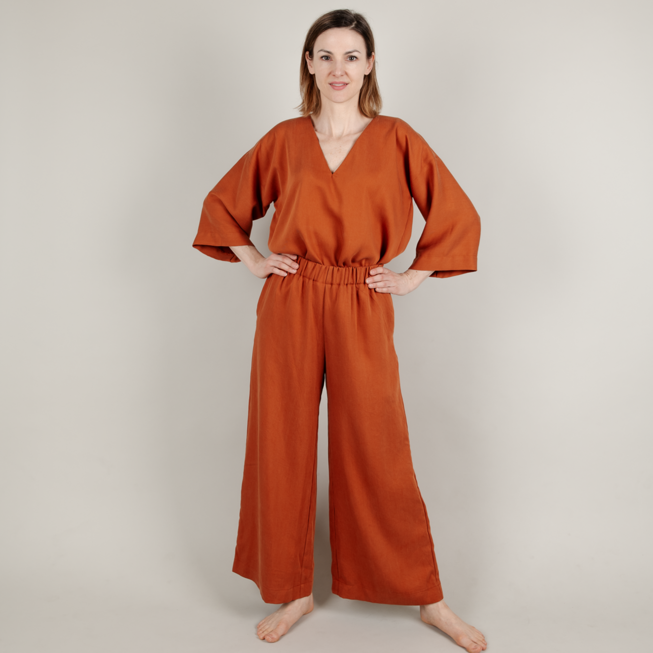 Tencel Damenhose lang Rost Rot Orange; Urheber: Mini & Eve