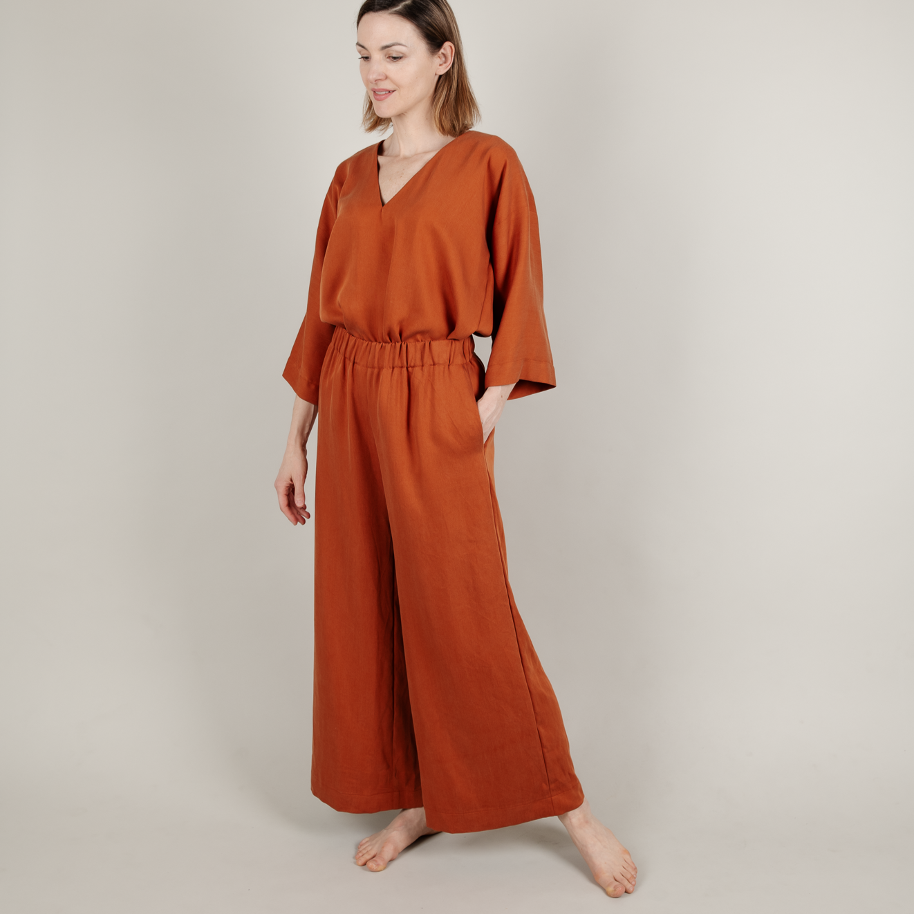 Tencel Damenhose lang Rost Rot Orange; Urheber: Mini & Eve