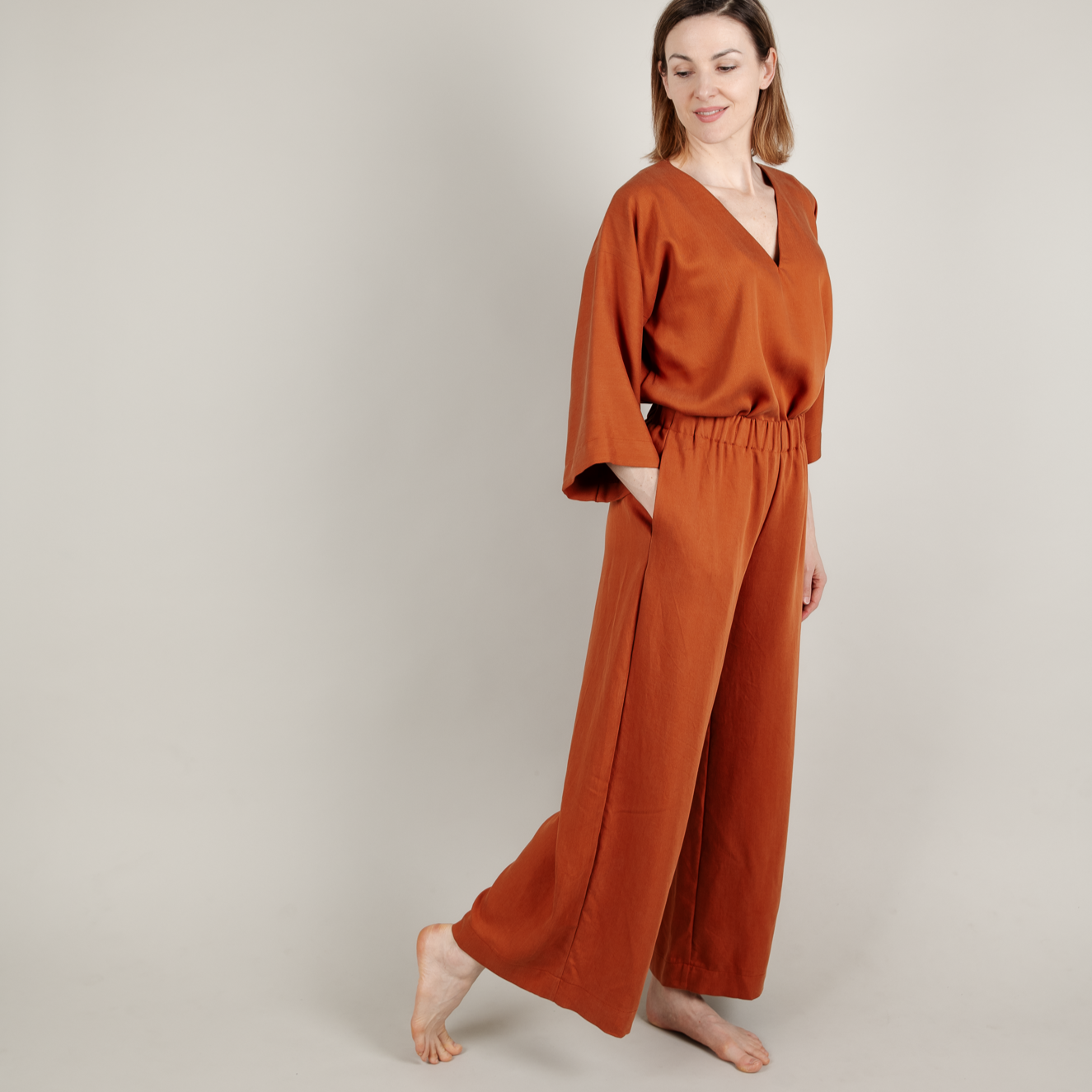 Tencel Damenhose lang Rost Rot Orange; Urheber: Mini & Eve