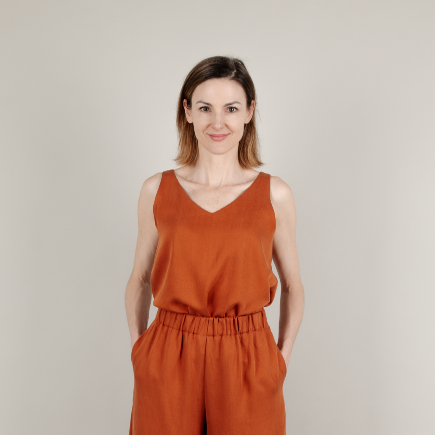 Tencel Damenshirt ärmellos Träger Rost Rot Orange; Urheber: Mini & Eve