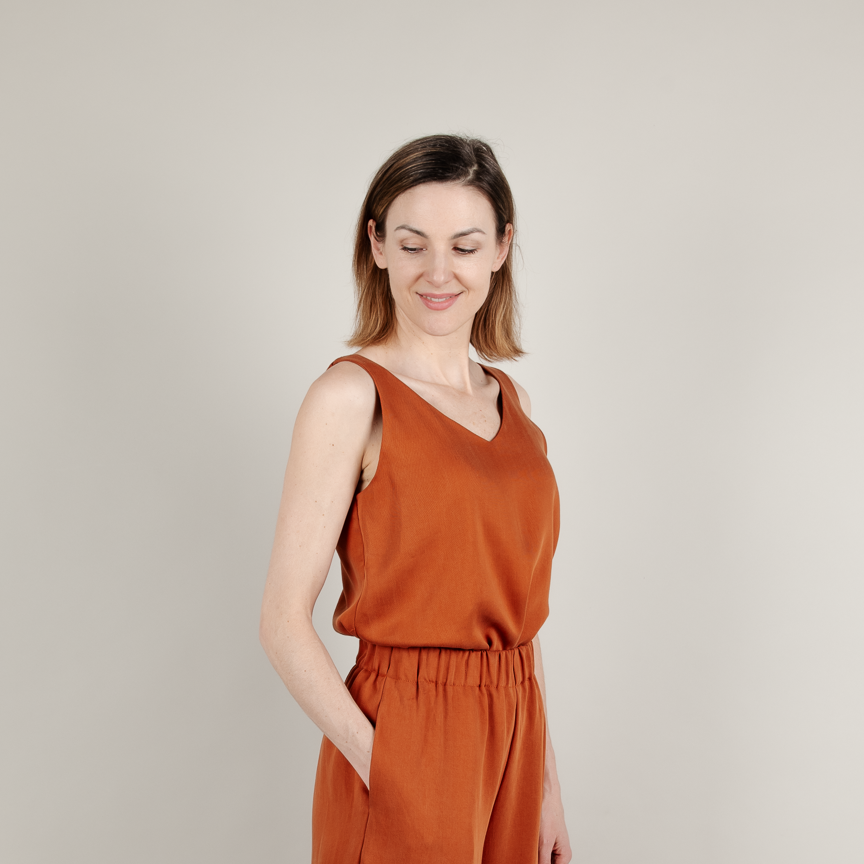 Tencel Damenshirt ärmellos Träger Rost Rot Orange; Urheber: Mini & Eve