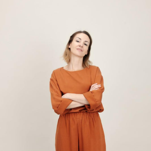 Damen Tencel-Shirt, Rost Orange, langärmelig; Urheber: Mini & Eve