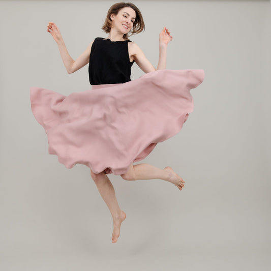 Midi Tellerrock aus Tencel in Rosa für Damen; Drehrock für Damen; Urheber: Mini & Eve