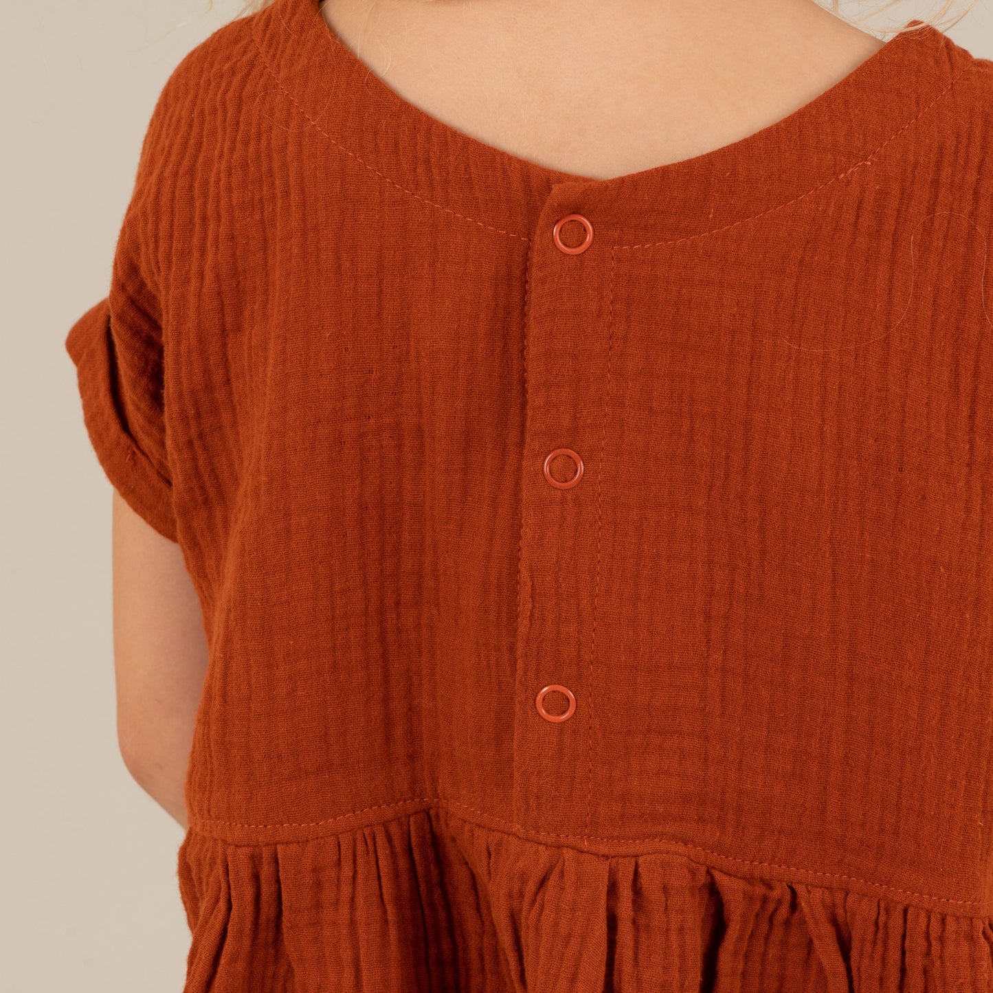 Mini & Eve "Mia" Musselin-Kinderkleid Terracotta
