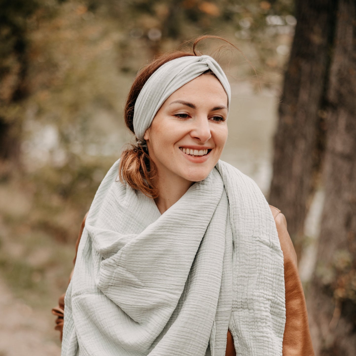 Musselin Turban Stirnband mint, Mutter Tochter Partnerlook, Urheber: Mini & Eve