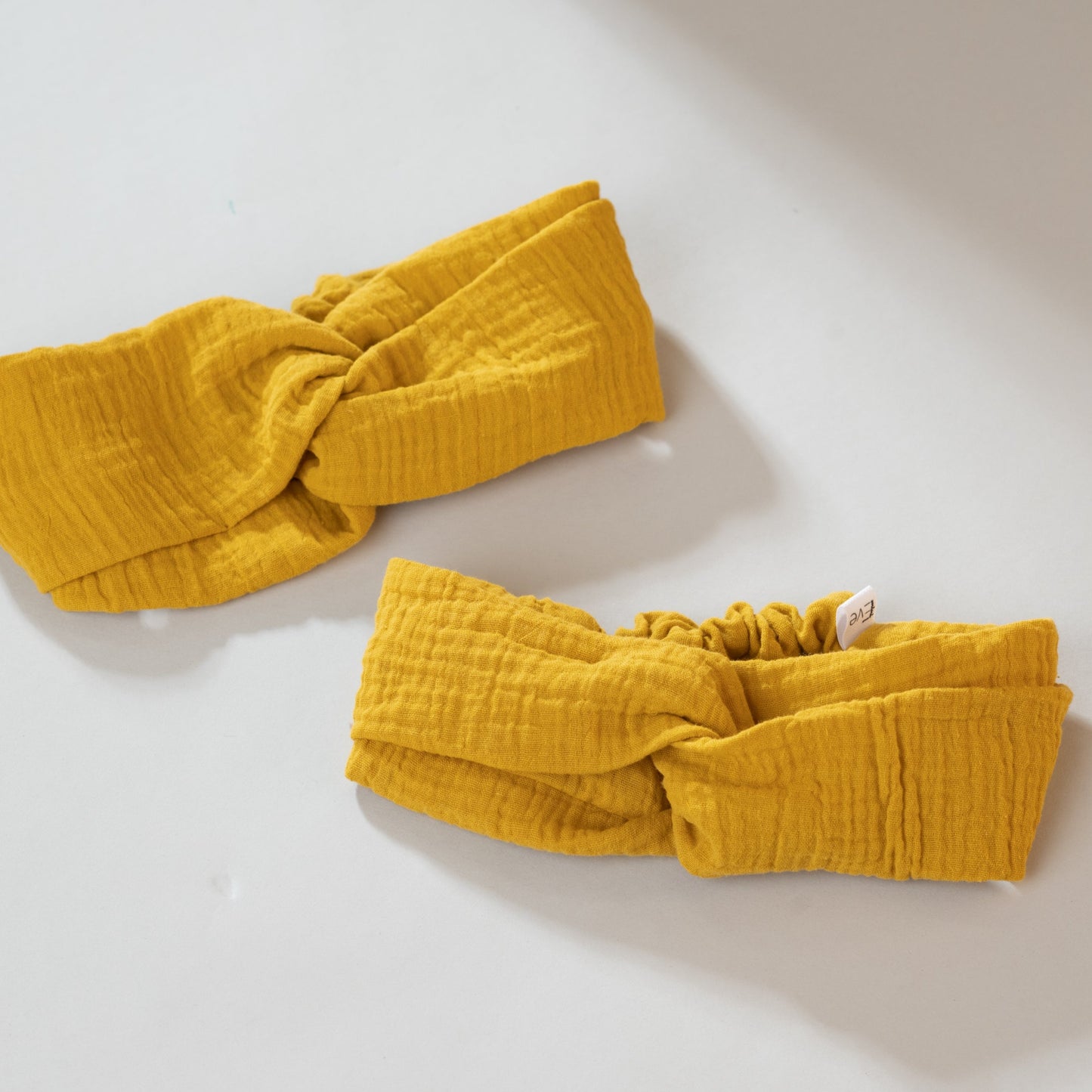 Musselin Turban Stirnband curry gelb, Mutter Tochter Partnerlook, Urheber: Mini & Eve
