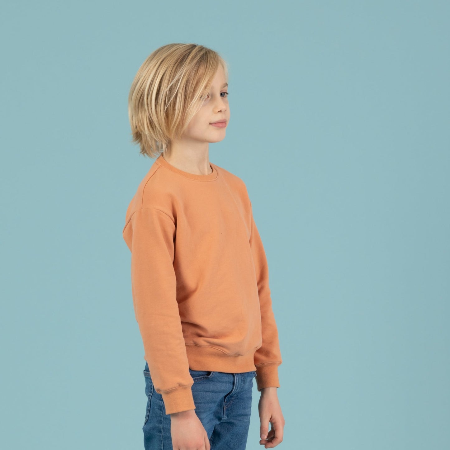 Sweater für Kinder, Seitenansicht rechts, Papaya, Orange, Urheber: Mini & Eve
