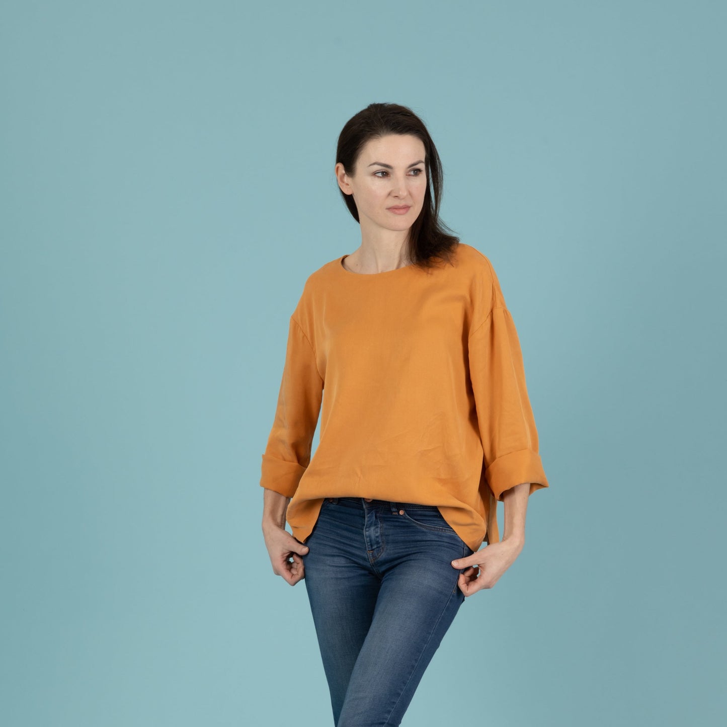Tencel Damenshirt in der Farbe Mango, Urheber: Mini & Eve