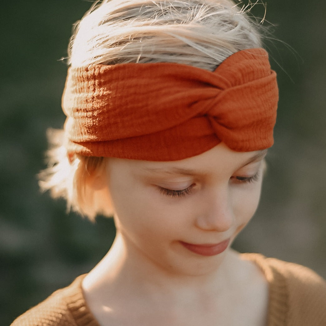 Musselin Turban Stirnband Terracotta, Kind, Urheber: Mini & Eve