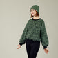 Damen Sweater Bio Baumwolle Grün mit Zebramuster; Urheber: Mini & Eve