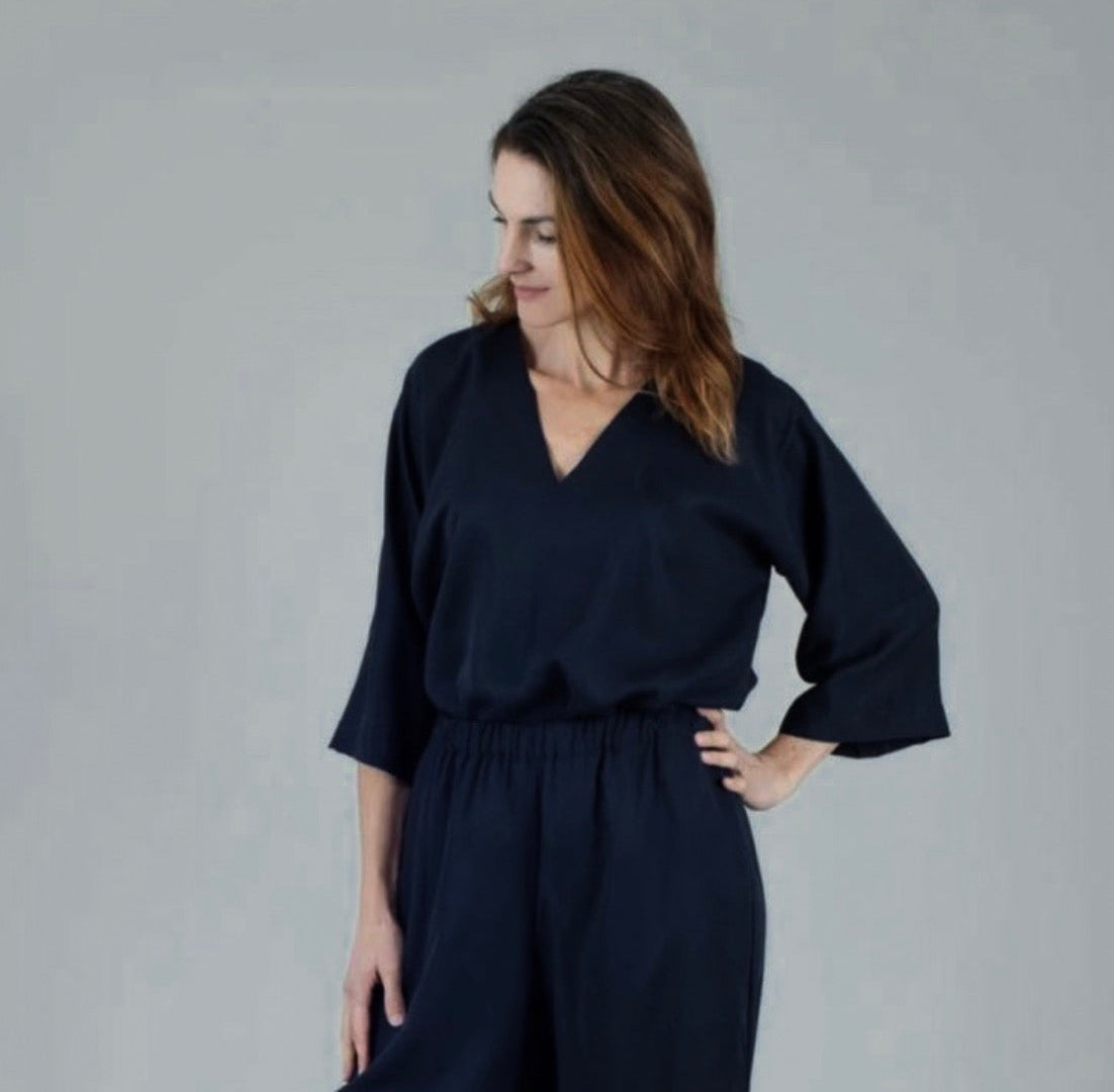 Mini & Eve "Amy" Tencel-Damenshirt Dunkelblau