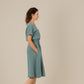 MILA Damenkleid Musselin Petrol Seitenansicht rechts, Urheber: Mini & Eve
