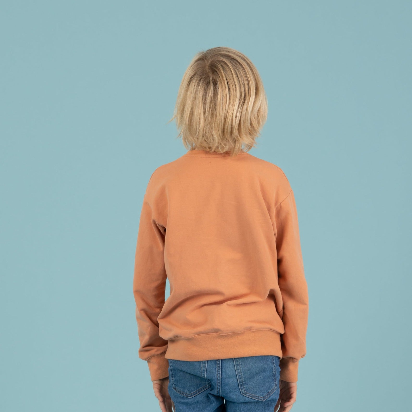 Sweater für Kinder, Rückenansicht, Papaya, Orange, Urheber: Mini & Eve