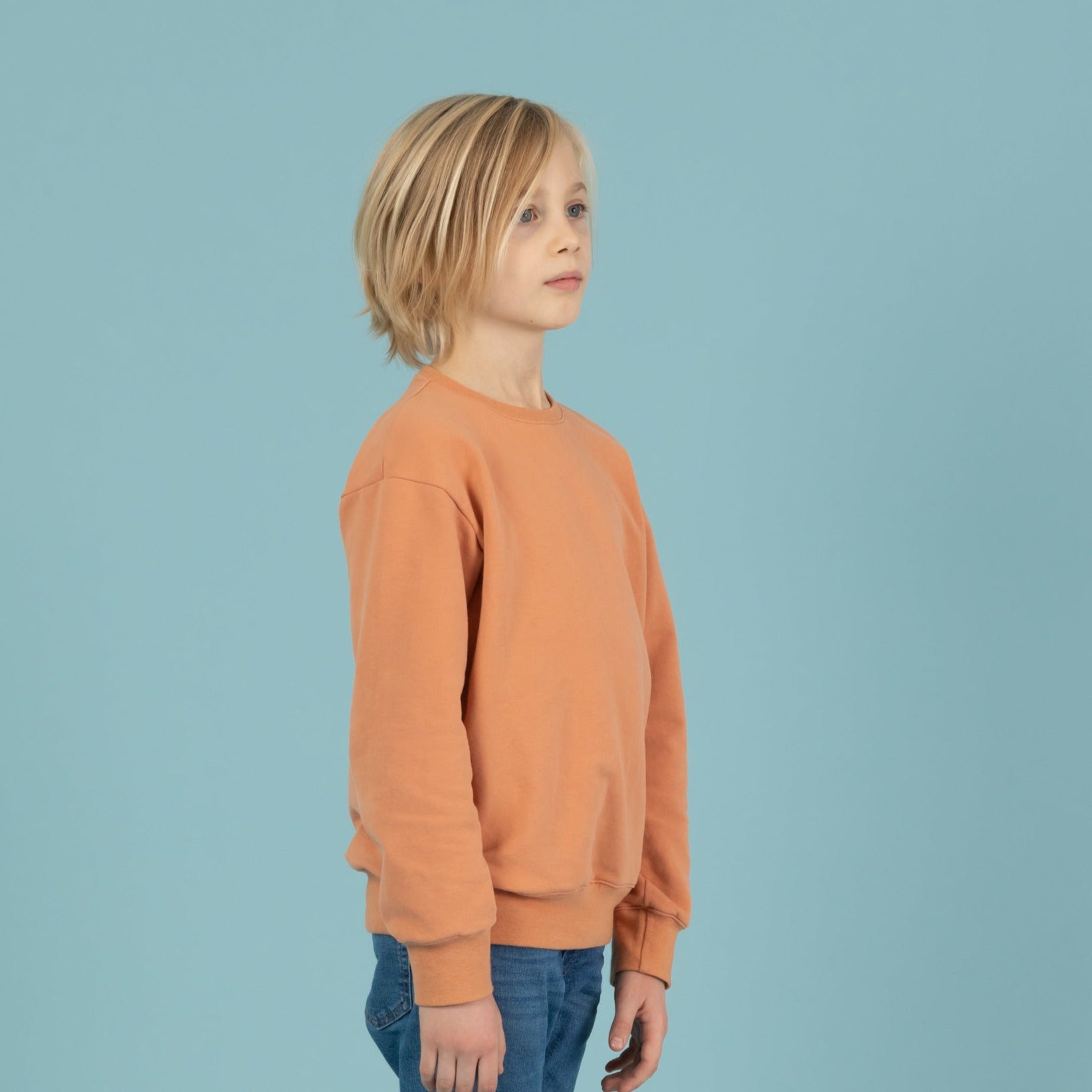 Sweater für Kinder, Seitenansicht rechts, Papaya, Orange, Urheber: Mini & Eve