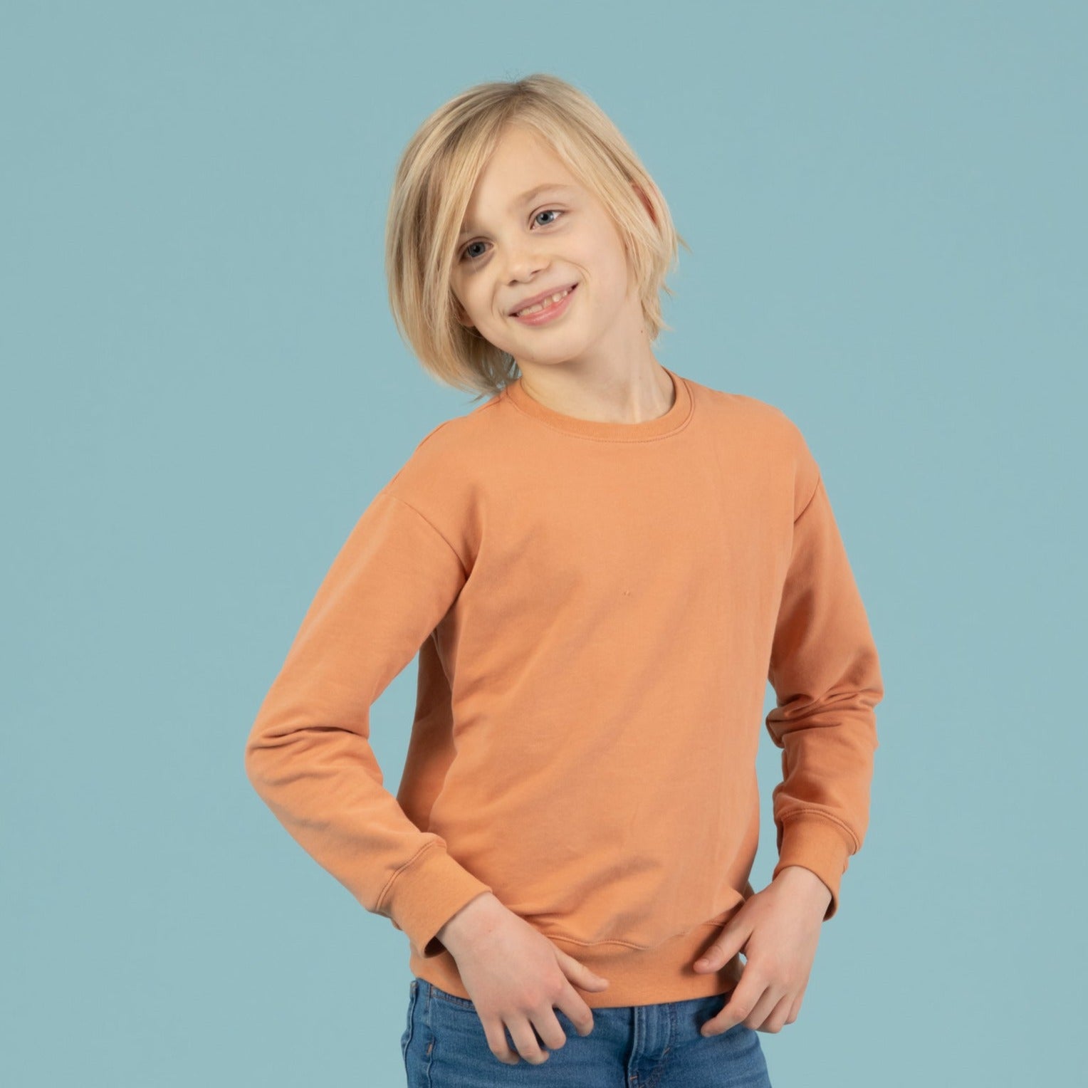 Sweater für Kinder, Vorderansicht, Papaya, Orange, Urheber: Mini & Eve