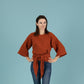 Kimono-Wickelbluse zum Binden für Damen aus Musselin in Terracotta, Urheber: Mini & Eve