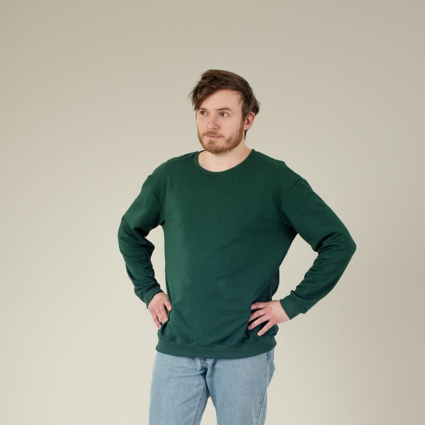 Herren-Sweater Damen-Sweater Unisex-Sweater Grün, Vorderansicht, Urheber: Mini & Eve