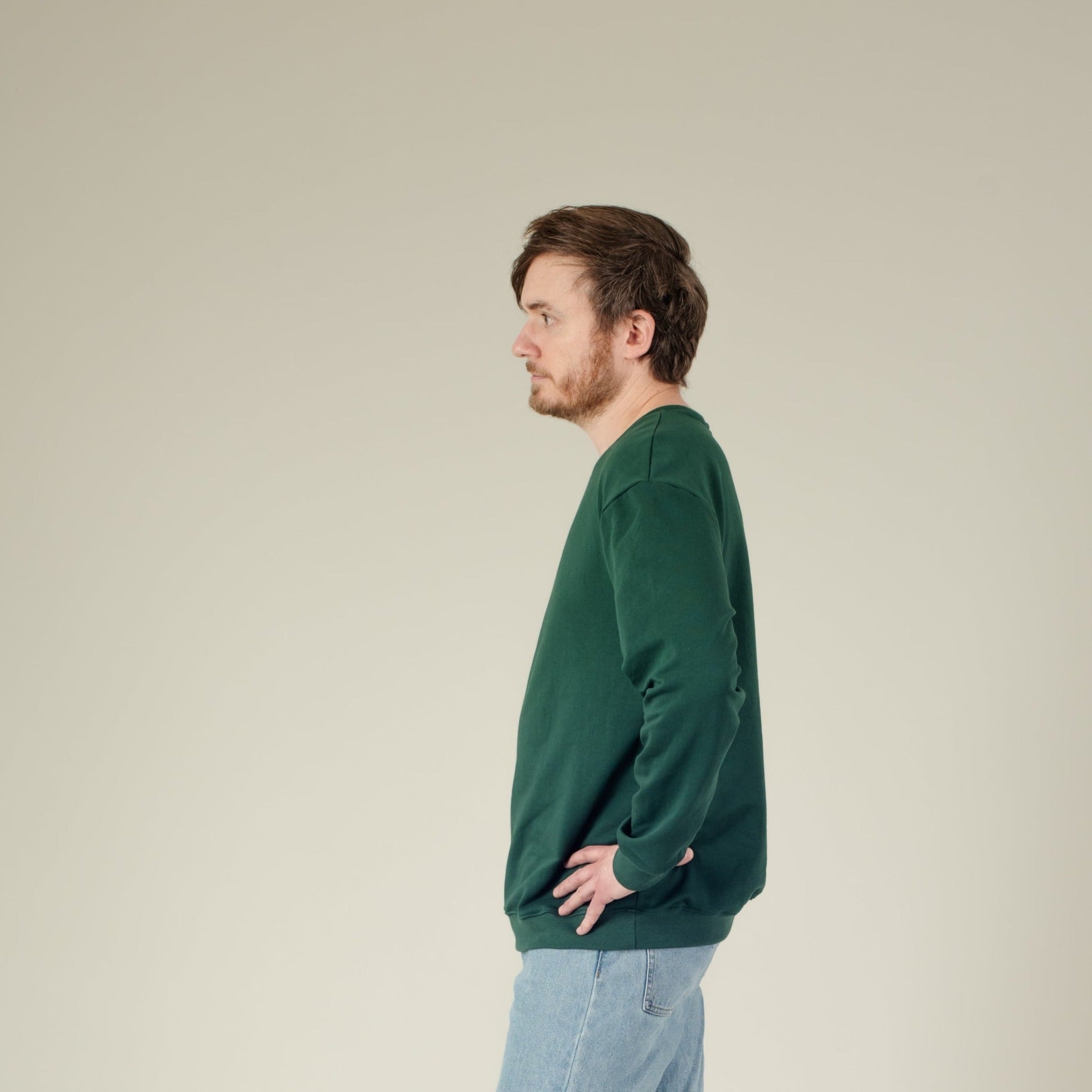 Herren-Sweater Damen-Sweater Unisex-Sweater Grün, Seitenansicht links, Urheber: Mini & Eve