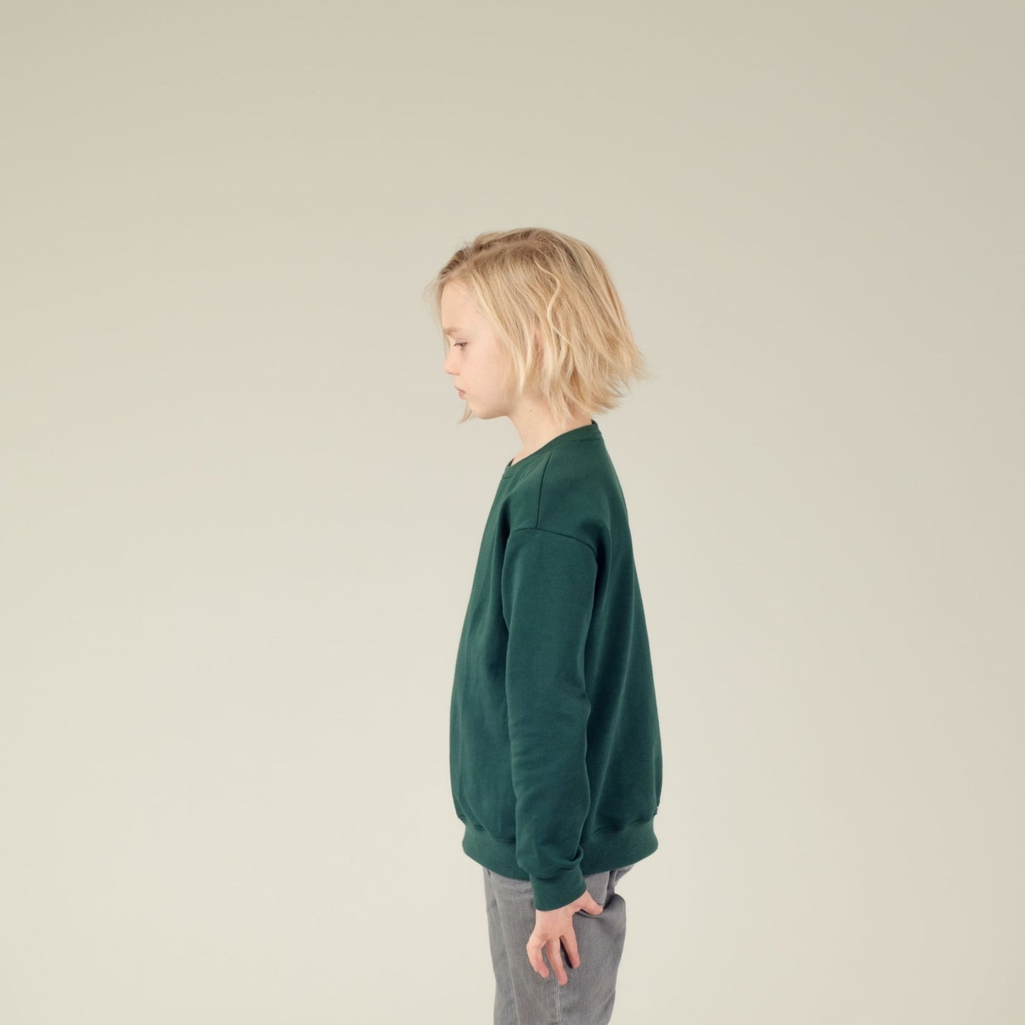Pulli Baumwoll-Sweater Grün, Junge, Seitenansicht links, Urheber: Mini & Eve